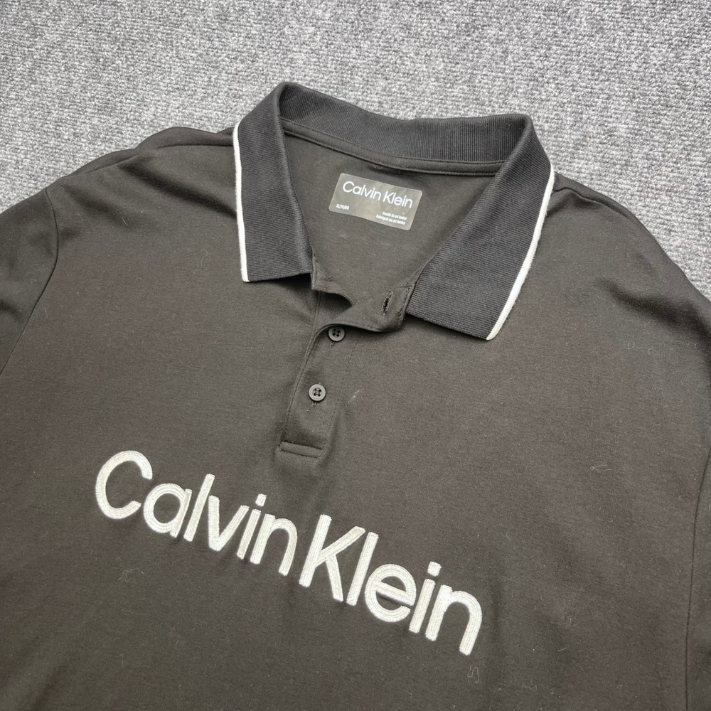 Calvin Klein Embroidered Logo Short Sleeve Black Polo Shirt